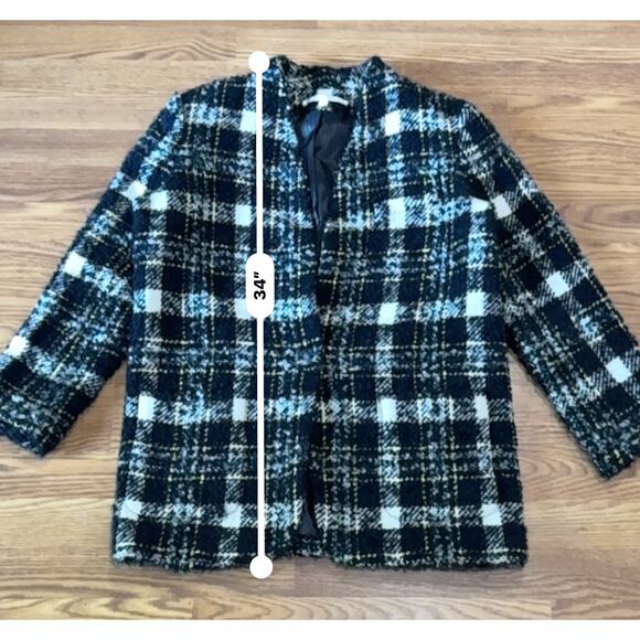 Veronica Beard Black wool Blend Crispin Tweed boxy oversized Coat size 10 - Picture 8 of 14